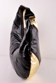 Flavio Olivera Flaviolivera Black Gold Leather Hobo Bag
