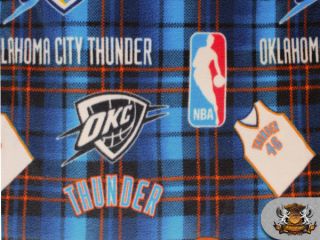  THUNDER PLAID Licensed Fleece Fabric Sold by the yard / NL NBA 006