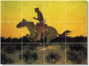 against the sunset by frederic remington 18x24 inch ceramic tile mural