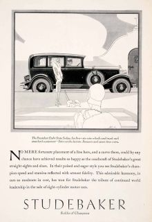 1929 Ad Antique President Eight State Sedan Studebaker Car Flapper Fur
