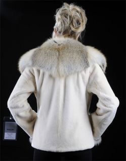  Perlato Mink Fur Jacket with Golden Island Fox Collar Saga Furs