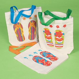 Flip Flop Sandal Canvas Tote Bags w Handles Lot of 12