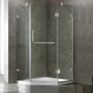 VIGO Frameless Neo Angle Clear Glass Shower Enclosure with L Brushed