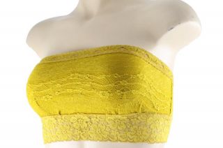  People New Gold Scalloped Lace Bandeau Tube Top Regular XS BHFO