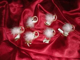Clip on Pink Flamingos 2010 Christmas Glass Ornaments