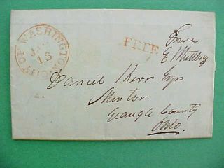 Free Frank Whittlesy Elisha 1855 Stampless Cover Ohio Whig