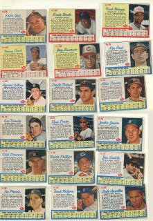 Post Cereal 1962 Baseball Lot 18 Frank Robinson Ernie Banks Eddie Yost