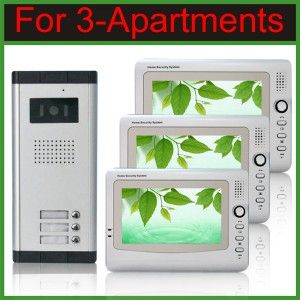 lcd 3 apartments video doorbell door phone intercom