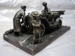 Franklin Mint Pewter Sculpture Diorama Ford Model T Very RARE Item