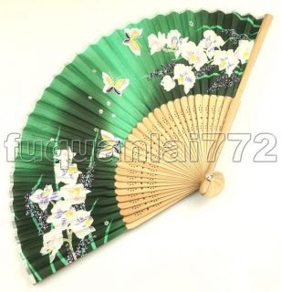 Unusual Floral Silk Hand Folding Fan Party Butterfly 381