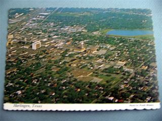 Aerial View Downtown Harlingen Texas TX Vintage Postcard