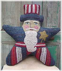Uncle Sam Americana Folk Art Primitive Wool Hooked Rug Hooking PAPER
