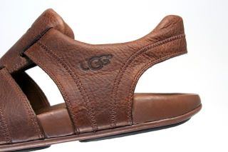 UGG Frankston Mens Brown Cognac Leather Sandal Size 9 US New Authentic