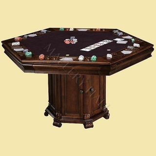 Multi Purpose Cherry Game Table Set Club Chairs Leather