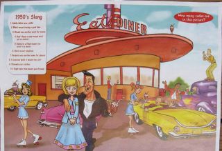  Old Style 1950 s Placemats w Games Puzzles For Young Old Classic Cars