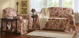 Erica Floral Furniture Throw Slip Cover Polyester Loveseat Chair Sofa
