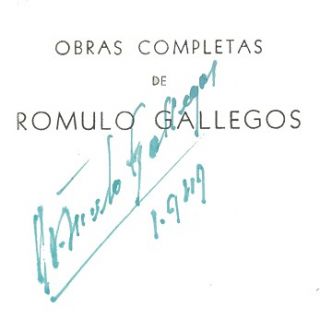 OBRAS COMPLETAS by Don Romulo Gallegos 1949 Cuba Signed fmr. President