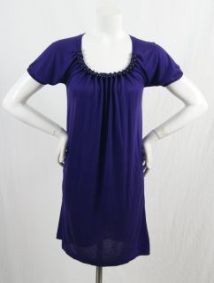 French Connection Purple Stretch Beaded Shift Dress Size 2 DR771JF