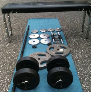  Free Weights Set with Bench and Bars