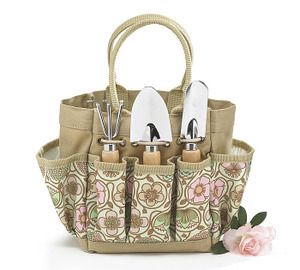 Tote of Garden Tools Floral Print Bag Home Gift Yard Tool Set
