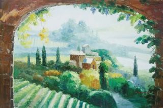 French Tuscan Village Winery Vine Grapes Fruits Tuscany 36X24 Oil
