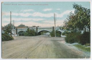 Forest Hills Queens NY c1907 Railroad Crossing over the Boulevard