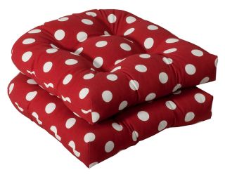 items 2 outdoor patio wicker chair cushions red polka dot