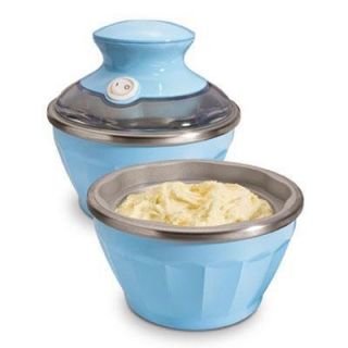  Soft Ice Cream Maker Blue Two 12 oz Freezer Bowls Recipes In