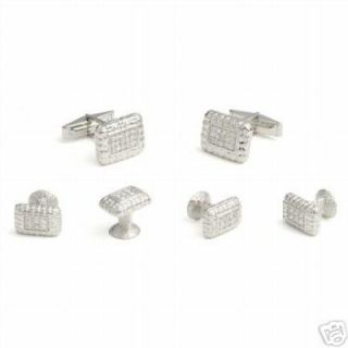 Zap Sterling Silver Cufflink and Stud Set