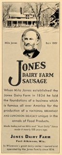 1930 Ad Jones Dairy Farm Sausage Pork Fort Atkinson Wi