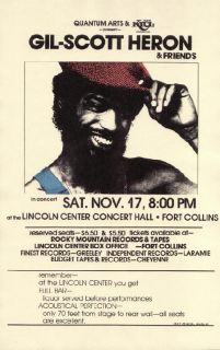 Gil Scott Heron Fort Collins 1984 Concert Poster Mint