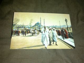  constantinople ottoman 1908 Mollahs as seen on Galata Bridge Postcard