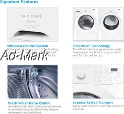 FRIGIDAIRE SUPER CAPACITY WASHER AND DRYER FAFW3801LW FAQE7001LW