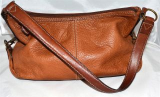 Fossil Brown Soft Pebbled Leather Shoulder Bag Handbag 75082
