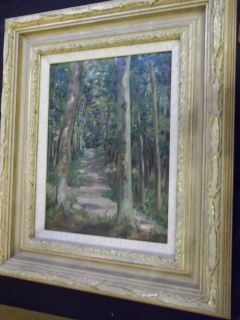 French Antique Impressionist Landscape Oil Painting on panel Signed