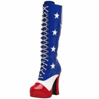 Funtasma Sexy 5 Knee Platform Boot Laceup American Flag Side Zip