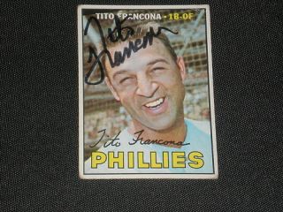 Tito Francona 1967 Topps Signed Auto Card 443 Phillies