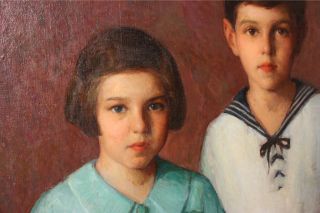 Frank H Myers Listed Impressionistic Oil on Canvas Childrens Portrait