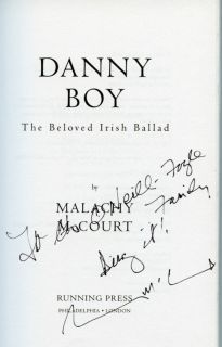  Book Danny Boy by Malachy McCourt Brother of Frank McCourt