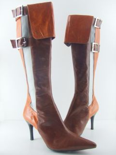 30 Off New NASCAR Brown and Orange Knee High Boots Retail $279 Size 6