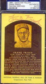 Frankie Frisch Signed Gold HOF Plaque PSA DNA Autograph