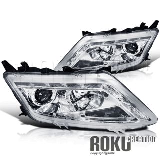 2010 2012 Fusion R8 Style LED DRL Projector Chrome Headlight Clear