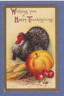 1110A Thanksgiving Vintage PC A s Clapsaddle Turkey Pumpkin Corn