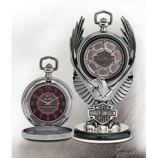  Davidson XLCR Cafe Racer Pocket Watch by Franklin Mint w/ stand & case