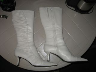 Gabriella Rocha White Knee Length Leather Boots