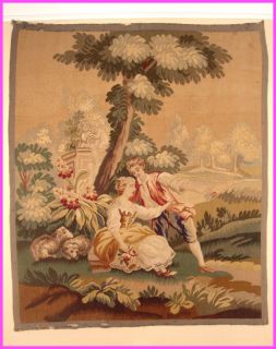  Antique 19th Century French Aubusson Scene Galante Tapestry
