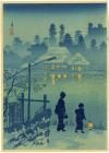 Shotei Japanese Woodblock Print Lakeside Home by Moonlight 1936