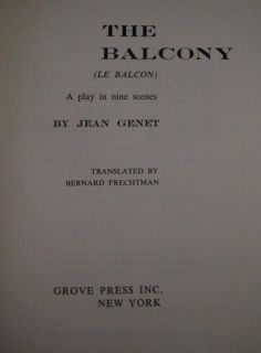 The Balcony Le Balcon Jean Genet 1958 1st American Edition in Cloth w