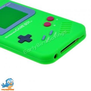 Green Game Boy Style Silicone Case Cover Skin For iPod Touch 4