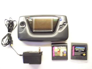 Sega Game Gear Black Handheld portable video game System, 2 games PGA